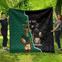 Personalised New Zealand And South Africa Rugby Quilt 2024 All Black Springboks Mascots Together LT14 - Polynesian Pride