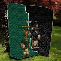 Personalised New Zealand And South Africa Rugby Quilt 2024 All Black Springboks Mascots Together LT14 - Polynesian Pride
