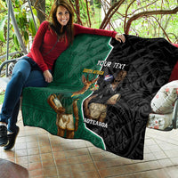 Personalised New Zealand And South Africa Rugby Quilt 2024 All Black Springboks Mascots Together LT14 - Polynesian Pride