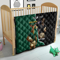 Personalised New Zealand And South Africa Rugby Quilt 2024 All Black Springboks Mascots Together LT14 - Polynesian Pride