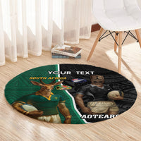 Personalised New Zealand And South Africa Rugby Round Carpet 2024 All Black Springboks Mascots Together LT14 - Polynesian Pride