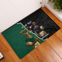 Personalised New Zealand And South Africa Rugby Rubber Doormat 2024 All Black Springboks Mascots Together LT14 Green - Polynesian Pride