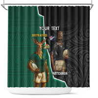 Personalised New Zealand And South Africa Rugby Shower Curtain 2024 All Black Springboks Mascots Together LT14 Green - Polynesian Pride