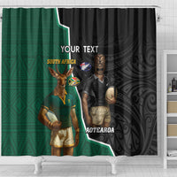 Personalised New Zealand And South Africa Rugby Shower Curtain 2024 All Black Springboks Mascots Together LT14 - Polynesian Pride