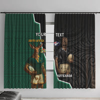 Personalised New Zealand And South Africa Rugby Window Curtain 2024 All Black Springboks Mascots Together LT14 With Hooks Green - Polynesian Pride