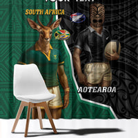 Personalised New Zealand And South Africa Rugby Window Curtain 2024 All Black Springboks Mascots Together LT14 - Polynesian Pride