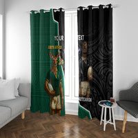 Personalised New Zealand And South Africa Rugby Window Curtain 2024 All Black Springboks Mascots Together LT14 With Grommets Green - Polynesian Pride