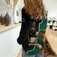 Personalised New Zealand And South Africa Rugby Women Casual Shirt 2024 All Black Springboks Mascots Together LT14 - Polynesian Pride