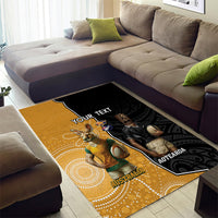 Personalised New Zealand And Australia Rugby Area Rug 2024 All Black Wallabies Mascots Together LT14 - Polynesian Pride