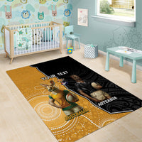 Personalised New Zealand And Australia Rugby Area Rug 2024 All Black Wallabies Mascots Together LT14 - Polynesian Pride