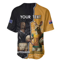 Personalised New Zealand And Australia Rugby Baseball Jersey 2024 All Black Wallabies Mascots Together LT14 - Polynesian Pride