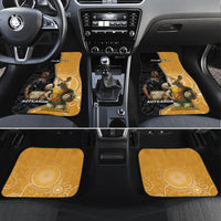 Personalised New Zealand And Australia Rugby Car Mats 2024 All Black Wallabies Mascots Together LT14 Set 4pcs Black - Polynesian Pride