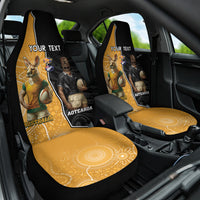 Personalised New Zealand And Australia Rugby Car Seat Cover 2024 All Black Wallabies Mascots Together LT14 One Size Black - Polynesian Pride