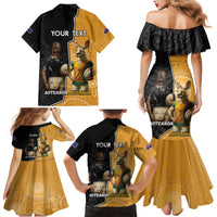 Personalised New Zealand And Australia Rugby Family Matching Mermaid Dress and Hawaiian Shirt 2024 All Black Wallabies Mascots Together LT14 - Polynesian Pride