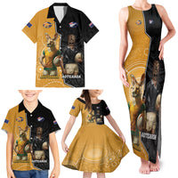 Personalised New Zealand And Australia Rugby Family Matching Tank Maxi Dress and Hawaiian Shirt 2024 All Black Wallabies Mascots Together LT14 - Polynesian Pride