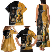 Personalised New Zealand And Australia Rugby Family Matching Tank Maxi Dress and Hawaiian Shirt 2024 All Black Wallabies Mascots Together LT14 - Polynesian Pride
