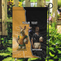Personalised New Zealand And Australia Rugby Garden Flag 2024 All Black Wallabies Mascots Together LT14 Garden Flag Black - Polynesian Pride