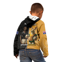 Personalised New Zealand And Australia Rugby Kid Hoodie 2024 All Black Wallabies Mascots Together LT14 - Polynesian Pride
