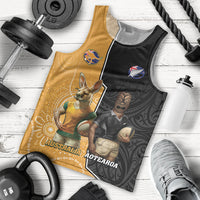 Personalised New Zealand And Australia Rugby Men Tank Top 2024 All Black Wallabies Mascots Together LT14 - Polynesian Pride