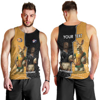 Personalised New Zealand And Australia Rugby Men Tank Top 2024 All Black Wallabies Mascots Together LT14 - Polynesian Pride