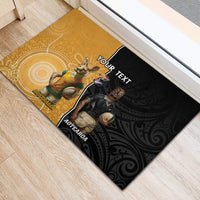 Personalised New Zealand And Australia Rugby Rubber Doormat 2024 All Black Wallabies Mascots Together LT14 - Polynesian Pride