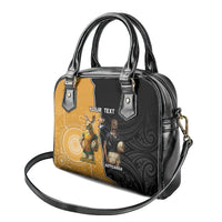 Personalised New Zealand And Australia Rugby Shoulder Handbag 2024 All Black Wallabies Mascots Together LT14 - Polynesian Pride