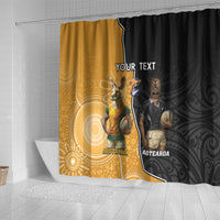 Personalised New Zealand And Australia Rugby Shower Curtain 2024 All Black Wallabies Mascots Together LT14 - Polynesian Pride
