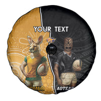 Personalised New Zealand And Australia Rugby Spare Tire Cover 2024 All Black Wallabies Mascots Together LT14 - Polynesian Pride