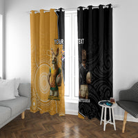 Personalised New Zealand And Australia Rugby Window Curtain 2024 All Black Wallabies Mascots Together LT14 With Grommets Black - Polynesian Pride