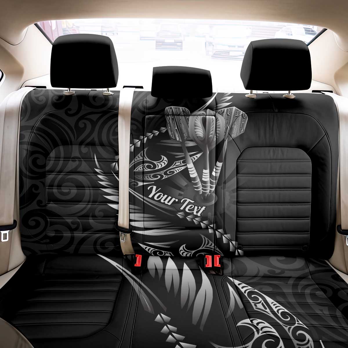 Personalised All Black New Zealand Darts Back Car Seat Cover Aoteroa Fern Maori Galaxy Style LT14 - Polynesian Pride
