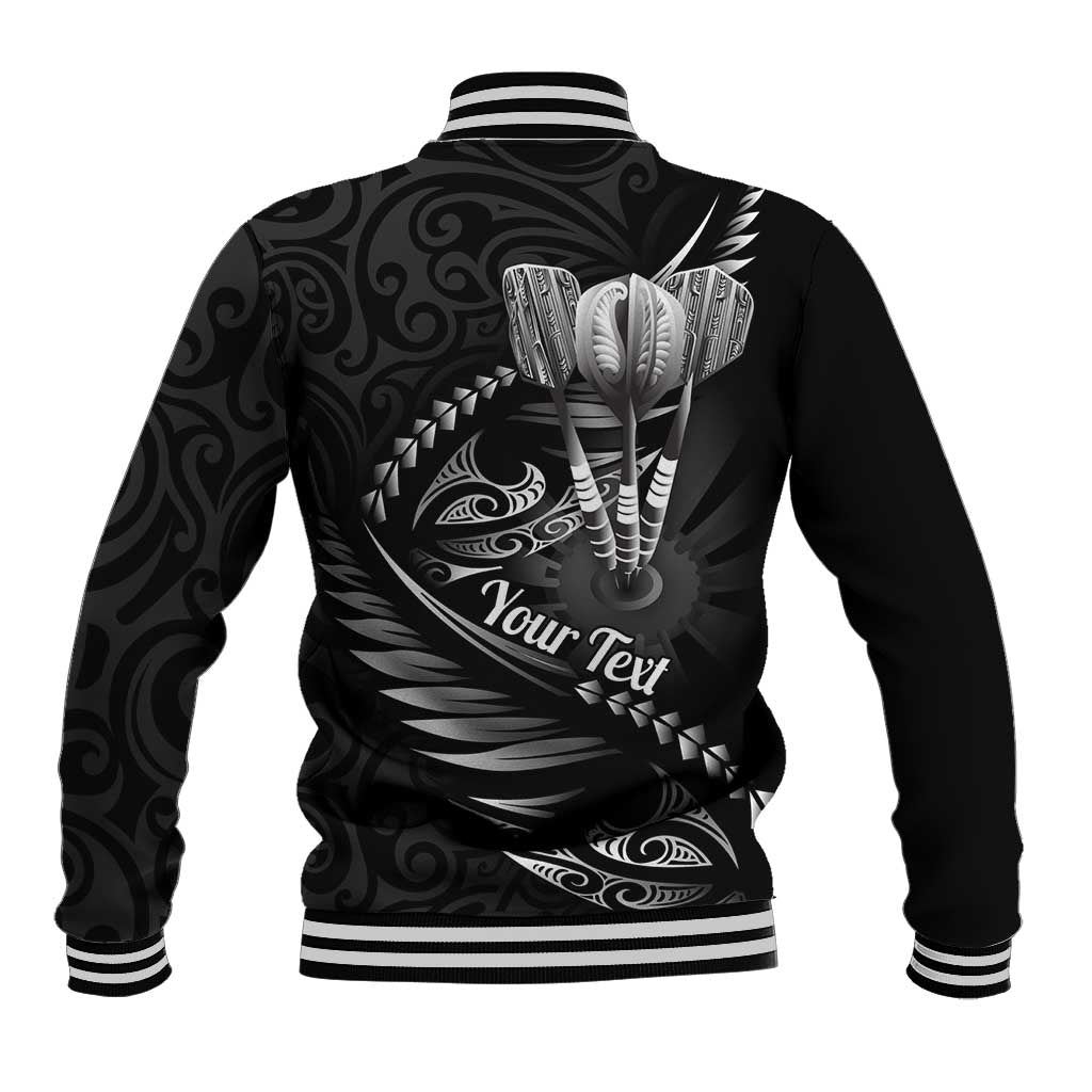 Personalised All Black New Zealand Darts Baseball Jacket Aoteroa Fern Maori Galaxy Style LT14 - Polynesian Pride