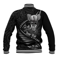 Personalised All Black New Zealand Darts Baseball Jacket Aoteroa Fern Maori Galaxy Style LT14 - Polynesian Pride