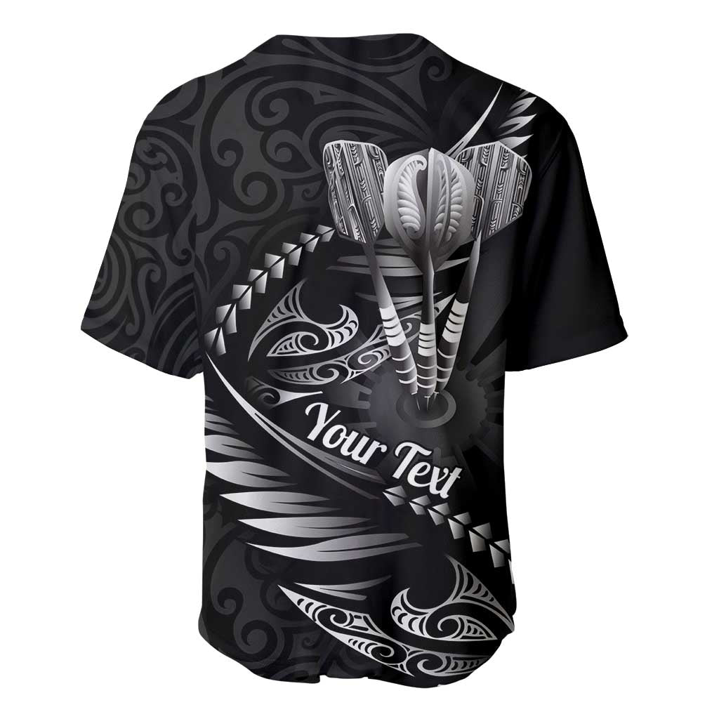 Personalised All Black New Zealand Darts Baseball Jersey Aoteroa Fern Maori Galaxy Style LT14 - Polynesian Pride