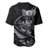 Personalised All Black New Zealand Darts Baseball Jersey Aoteroa Fern Maori Galaxy Style LT14 - Polynesian Pride
