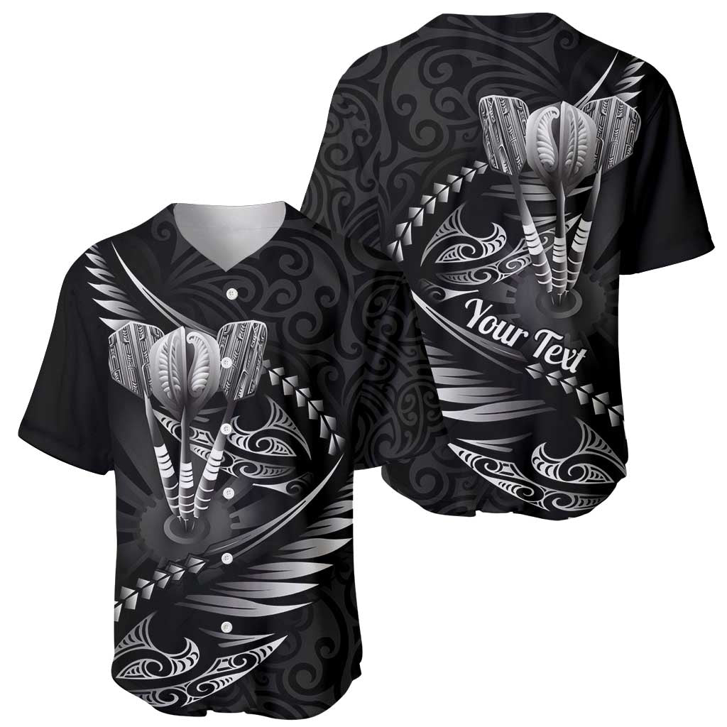 Personalised All Black New Zealand Darts Baseball Jersey Aoteroa Fern Maori Galaxy Style LT14 - Polynesian Pride