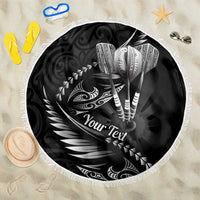 Personalised All Black New Zealand Darts Beach Blanket Aoteroa Fern Maori Galaxy Style LT14 One Size 150cm Black - Polynesian Pride