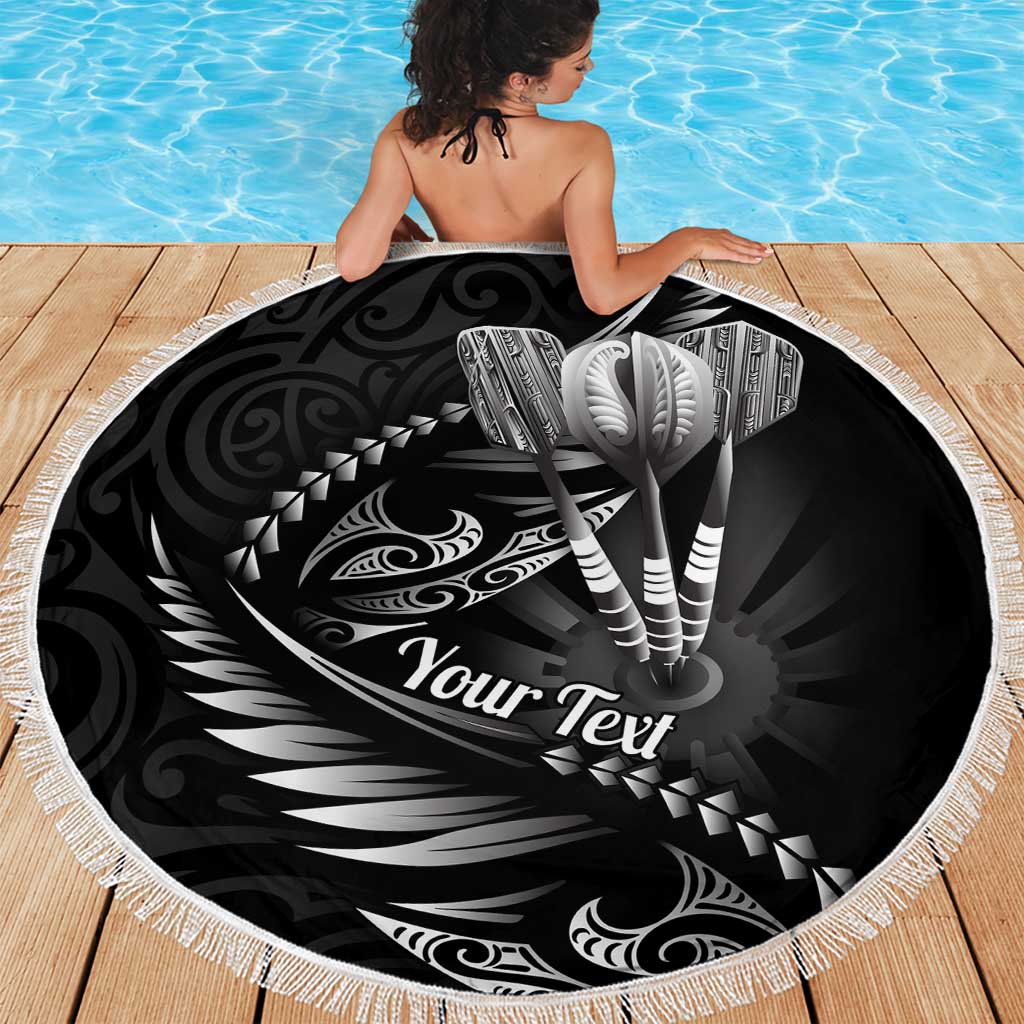 Personalised All Black New Zealand Darts Beach Blanket Aoteroa Fern Maori Galaxy Style LT14 - Polynesian Pride