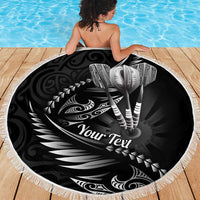 Personalised All Black New Zealand Darts Beach Blanket Aoteroa Fern Maori Galaxy Style LT14 - Polynesian Pride