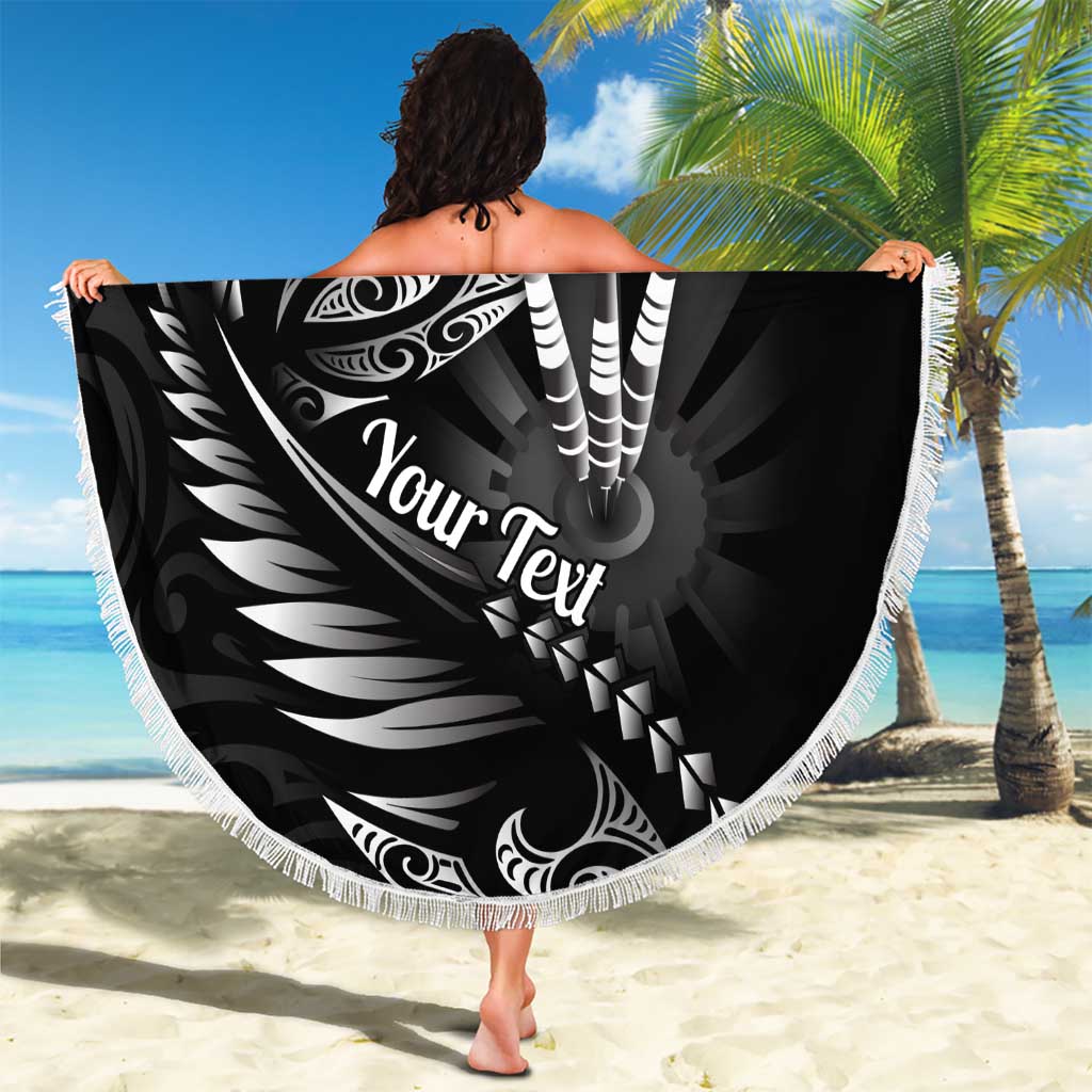 Personalised All Black New Zealand Darts Beach Blanket Aoteroa Fern Maori Galaxy Style LT14 - Polynesian Pride