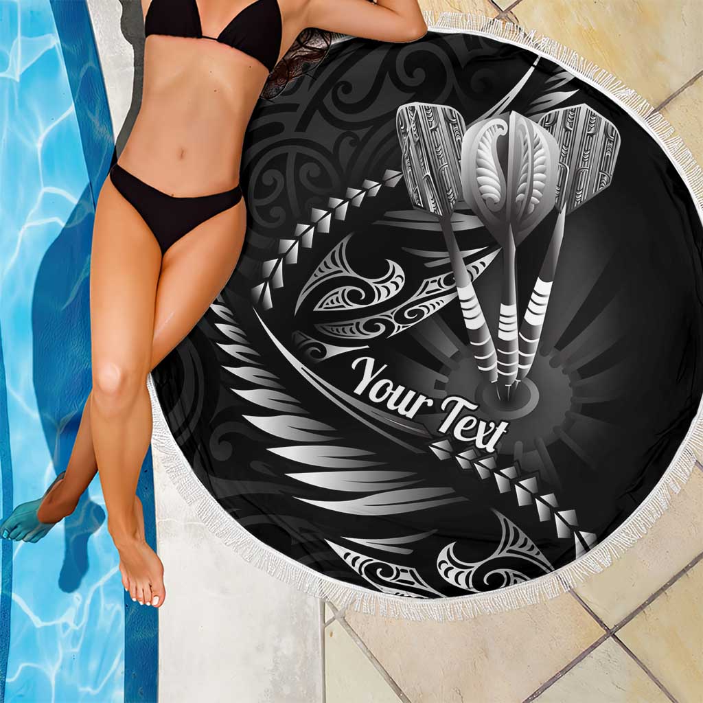 Personalised All Black New Zealand Darts Beach Blanket Aoteroa Fern Maori Galaxy Style LT14 - Polynesian Pride