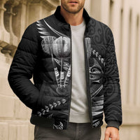 Personalised All Black New Zealand Darts Bomber Puffer Jacket Aoteroa Fern Maori Galaxy Style - Polynesian Pride