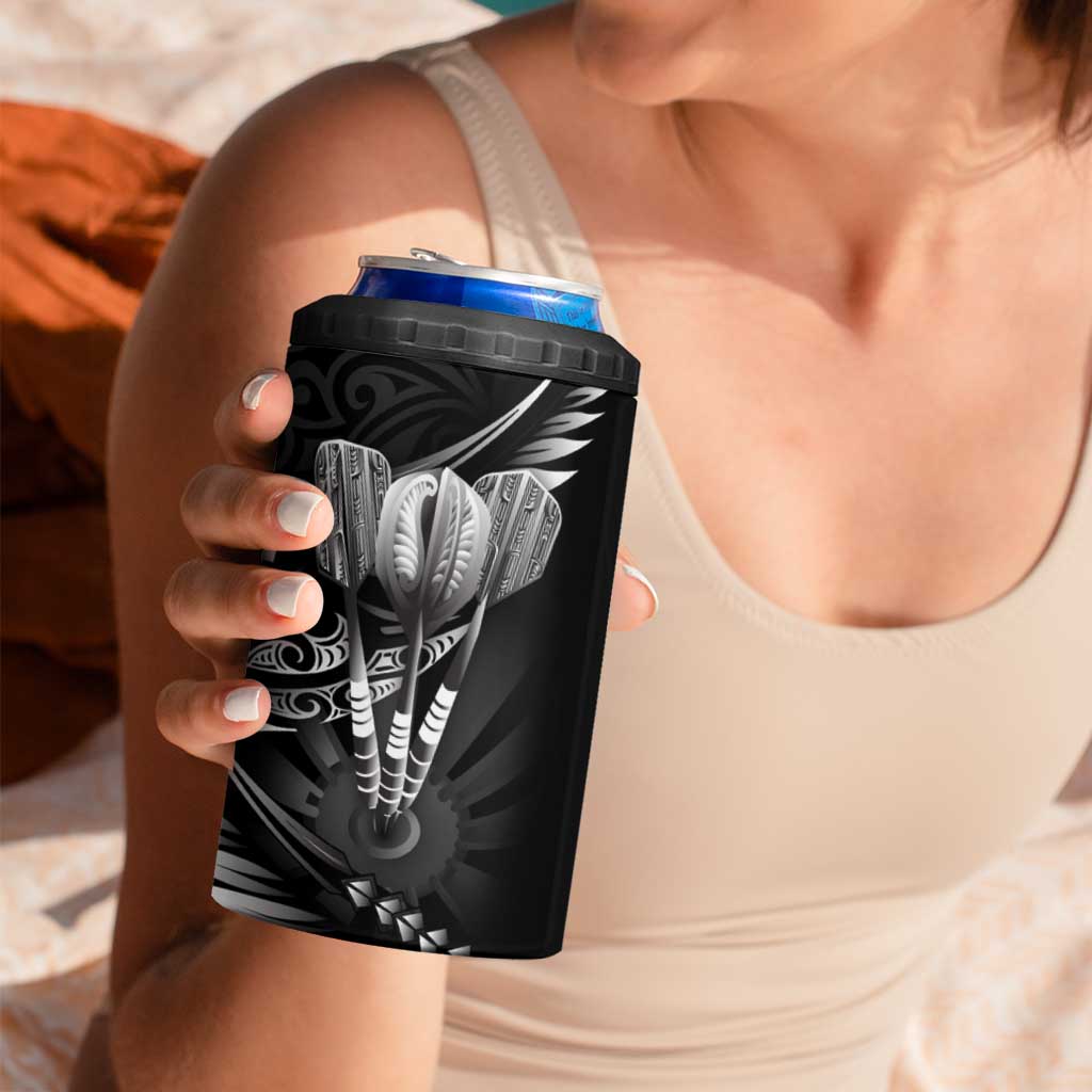 All Black New Zealand Darts 4 in 1 Can Cooler Tumbler Aoteroa Fern Maori Galaxy Style LT14 - Polynesian Pride