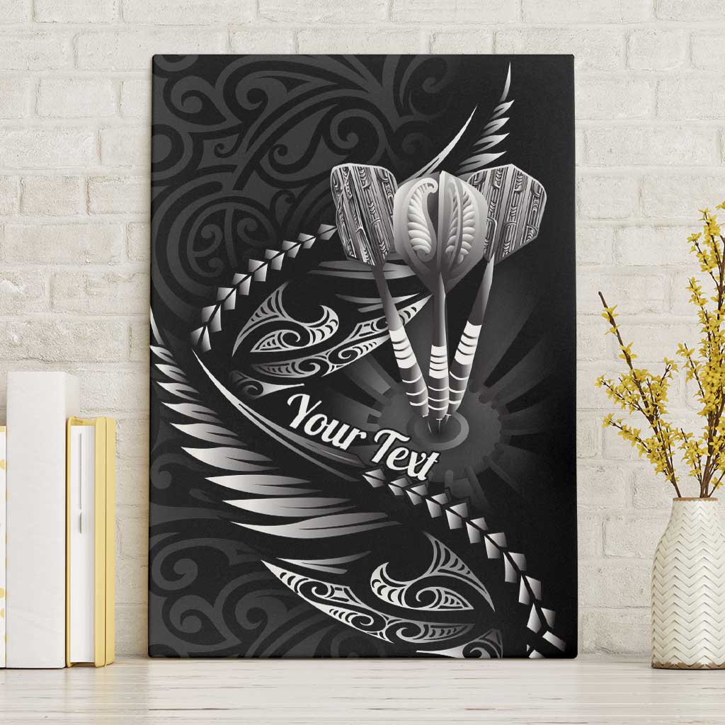 Personalised All Black New Zealand Darts Canvas Wall Art Aoteroa Fern Maori Galaxy Style LT14 Without Frame Black - Polynesian Pride