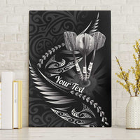 Personalised All Black New Zealand Darts Canvas Wall Art Aoteroa Fern Maori Galaxy Style LT14 Without Frame Black - Polynesian Pride