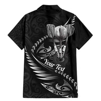 Personalised All Black New Zealand Darts Family Matching Mermaid Dress and Hawaiian Shirt Aoteroa Fern Maori Galaxy Style LT14 - Polynesian Pride