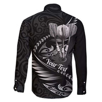 Personalised All Black New Zealand Darts Family Matching Mermaid Dress and Hawaiian Shirt Aoteroa Fern Maori Galaxy Style LT14 - Polynesian Pride