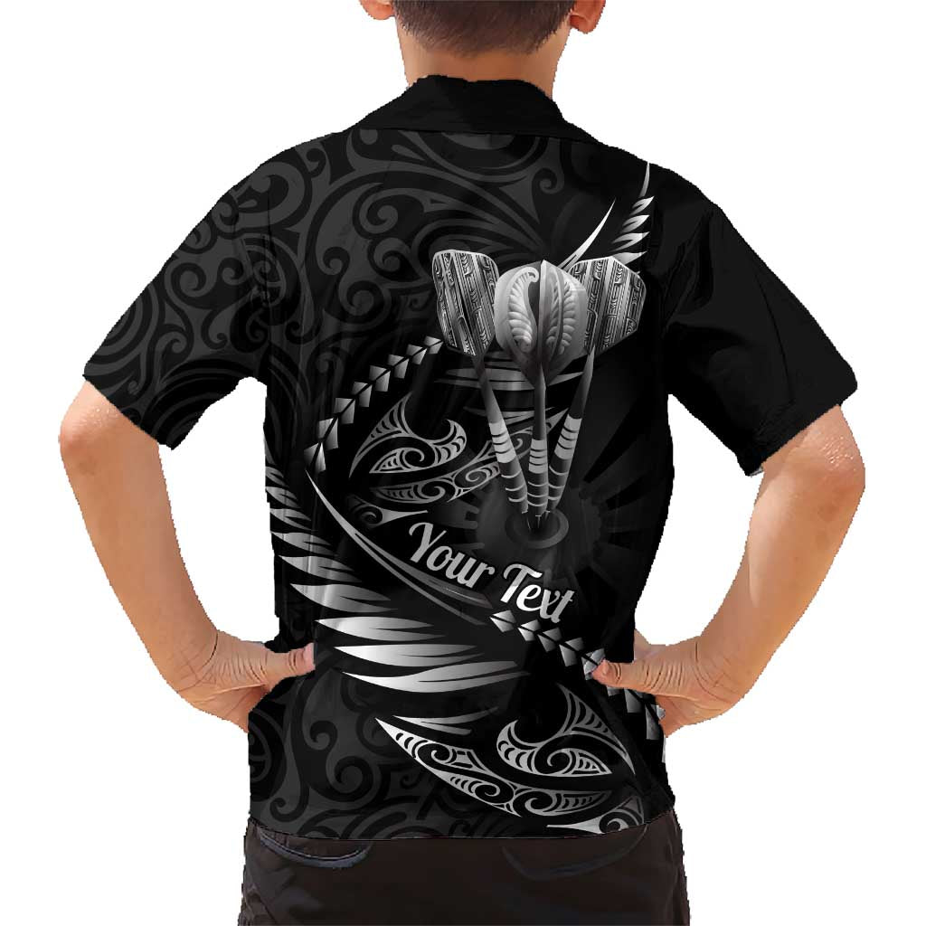 Personalised All Black New Zealand Darts Family Matching Short Sleeve Bodycon Dress and Hawaiian Shirt Aoteroa Fern Maori Galaxy Style LT14 - Polynesian Pride