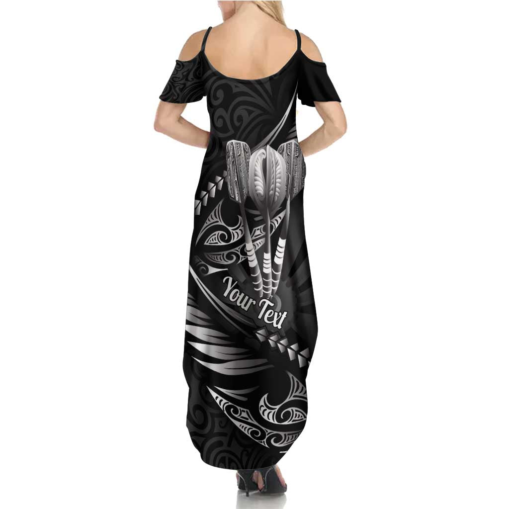 Personalised All Black New Zealand Darts Family Matching Summer Maxi Dress and Hawaiian Shirt Aoteroa Fern Maori Galaxy Style LT14 - Polynesian Pride