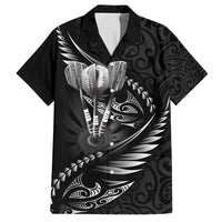 Personalised All Black New Zealand Darts Hawaiian Shirt Aoteroa Fern Maori Galaxy Style LT14 Black - Polynesian Pride