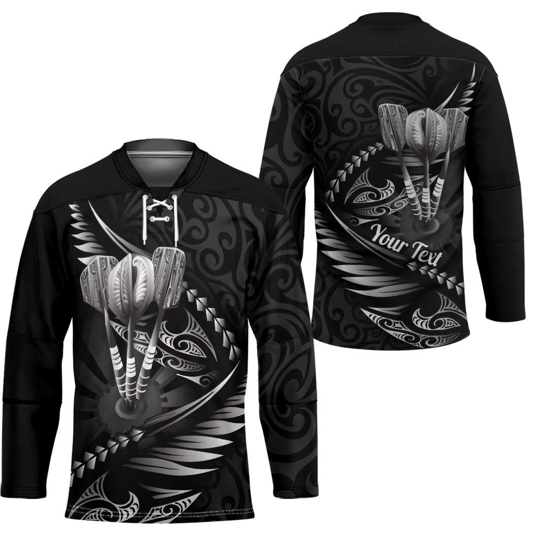 Personalised All Black New Zealand Darts Hockey Jersey Aoteroa Fern Maori Galaxy Style - Polynesian Pride